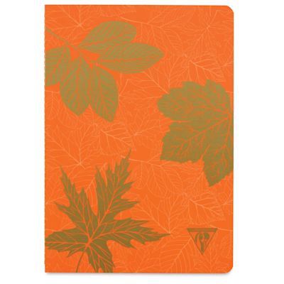 Clairefontaine Neo Deco Notebook - Leaves, Pumpkin, 96 Pages, 6" x 8-1/4" (front)