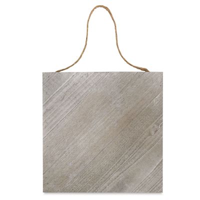 Hampton Art Wood Plank Surfaces - Front view of diagonal plank sign with hanging twine