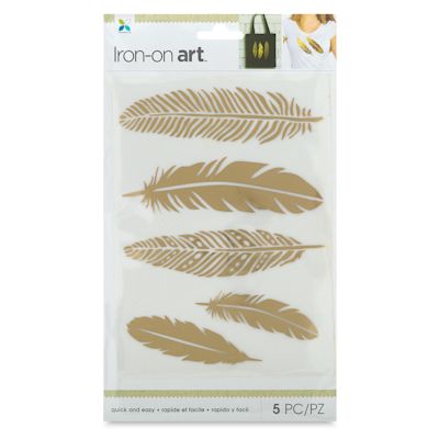 Momenta Iron-On Art - Gold Foil Feathers