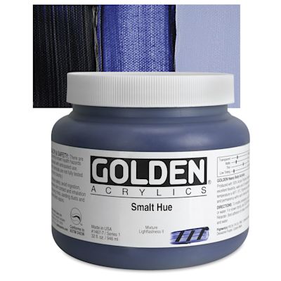 Golden Heavy Body Artist Acrylics - Smalt Historic Hue, 32 oz Jar