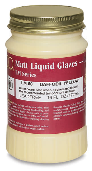 Amaco Lead Free Matt Glazes-Front view of Pint Jar of Daffodil Yellow Opaque