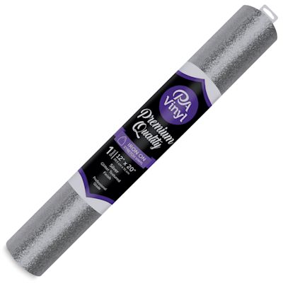 PA Vinyl Iron-On Vinyl - Silver, Stretch, Glitter Texture, 12" x 20"