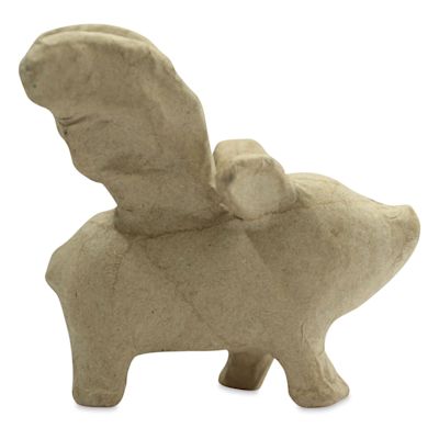 DecoPatch Small Paper Mache Animal - Flying Pig