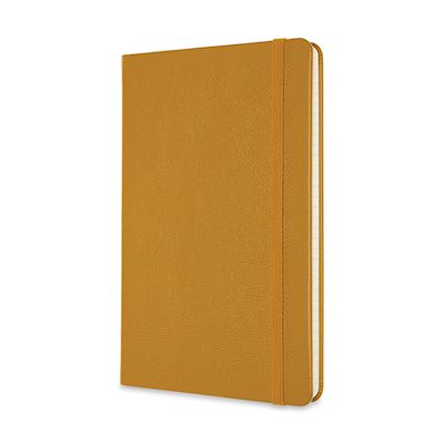 Moleskine Classic Leather Notebook - Amber Yellow, Large, Ruled, 5" x 8-1/4" (front)