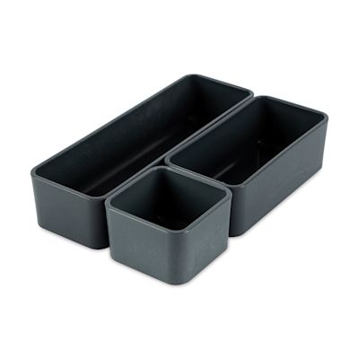 Three by Three Bamboo Fiber Stacking Bins - Dark Grey