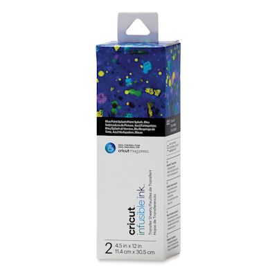 Cricut Infusible Ink Patterned Transfer Sheets - Blue Paint Splash, 4-1/2" x 12", 2 Sheets (In packaging)