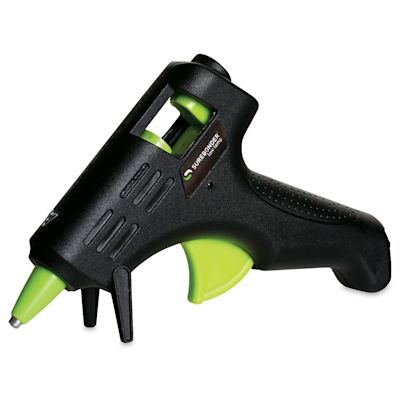 Surebonder Mini-Trigger Glue Guns - Side view of low temp Glue Gun on integrated stand