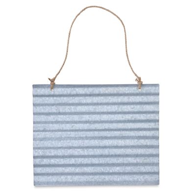 Hampton Art Wavy Galvanized Metal Pallet - Single hanging sign shown