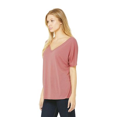 Bella + Canvas Slouchy V-neck T-shirt - Mauve, Large