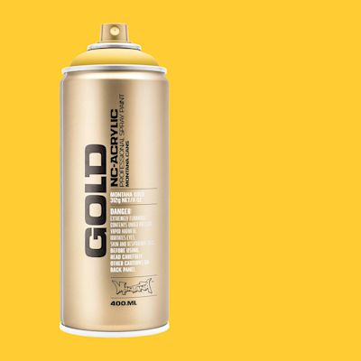 Montana Gold Acrylic Professional Spray Paint - Yellow Submarine, 400 ml (Spray can with color swatch)