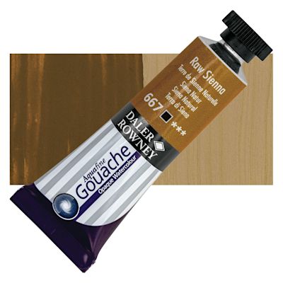 Daler Rowney Aquafine Gouache - Raw Sienna, 15 ml, Tube with Swatch
