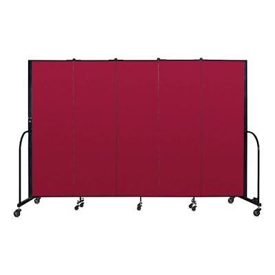 Screenflex Portable Room Dividers - 6 ft, Red, Portable, 5 Panel