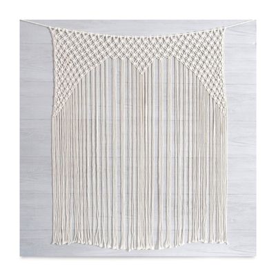 Solid Oak Make-ramé Macramé Wall Hanging Kit - Lacy Backdrop (Completed wall hanging)