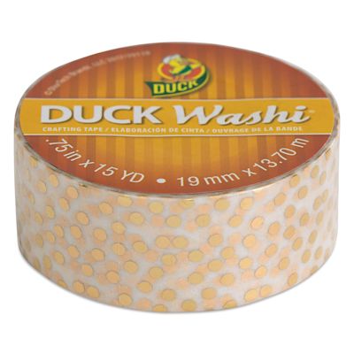 ShurTech Duck Washi Tape - Metallic Gold Dot, 3/4" x 45 ft