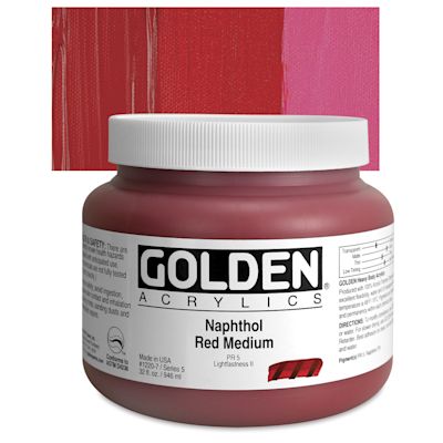 Golden Heavy Body Artist Acrylics - Naphthol Red Medium, 32 oz Jar