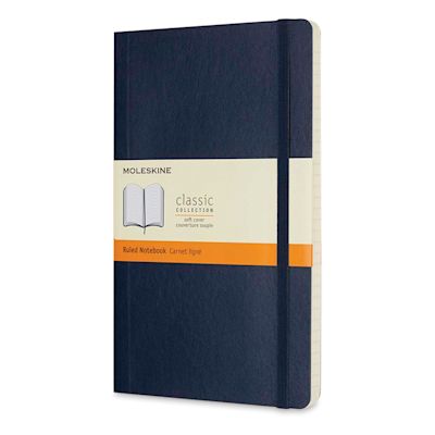 Moleskine Classic Soft Cover Notebook - Sapphire Blue, Ruled, 8-1/4" x 5"