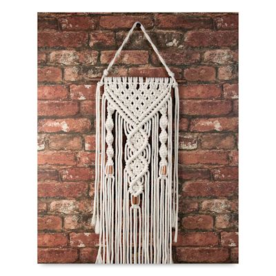 Solid Oak Make-ramé Macramé Wall Hanging Kit - Dual Spirals (Completed wall hanging)
