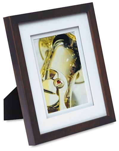 Gallery Solutions Airfloat Wood Frames - Angled view of Black 8" x 10" Frame showing easel back