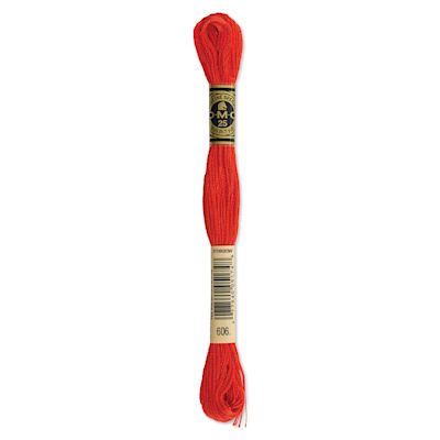 DMC Cotton Embroidery Floss - Bright Orange-Red, 8-3/4 yards (Front of label)