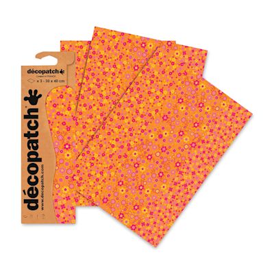 DecoPatch Papers - Orange Floral, Package of 3, 12" x 16"