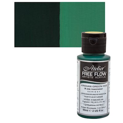 Chroma Atelier Free Flow Acrylic - Viridian Green Hue, 2oz bottle