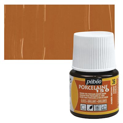 Pebeo Porcelaine 150 Paint - Amber, Transparent, 45 ml bottle (swatch and bottle)