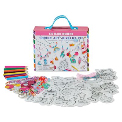 Kid Made Modern Shrink Art Jewelry Kit - Unicorn (package and contents)