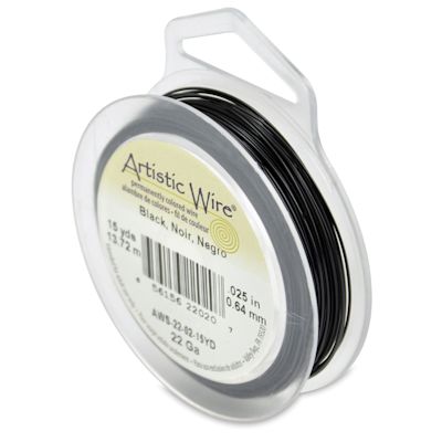 Beadalon Artistic Wire Aluminum Craft Wire - Angle view of Black color wire on spool with label