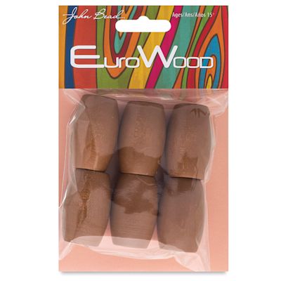 John Bead Euro Wood Beads - Coffee, Oval, Large Hole, 22 mm x 33 mm, Pkg of 6