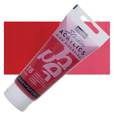 Pebeo High Viscosity Acrylics - Naphthol Carmine, 100 ml, Swatch with Tube