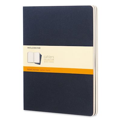 Moleskine Cahier Journals - 9-3/4" x 7-1/2", Ruled, Blue, Pkg of 3