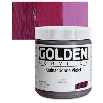 Golden Heavy Body Artist Acrylics - Quinacridone Violet, 8 oz Jar