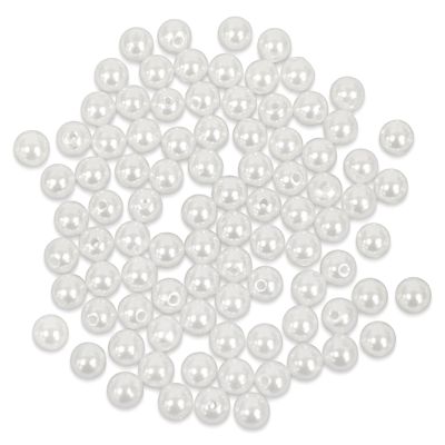 Craft Medley Pearl Acrylic Beads - White, 8 mm, Package of 80