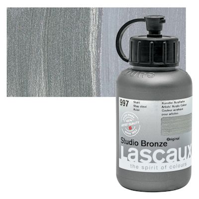 Lascaux Studio Bronze Acrylics - Stainless Steel, 85 ml bottle