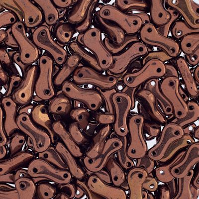John Bead Czech Link Bead - Black and Bronze, Glossy, Fullcoat, Pkg of 40