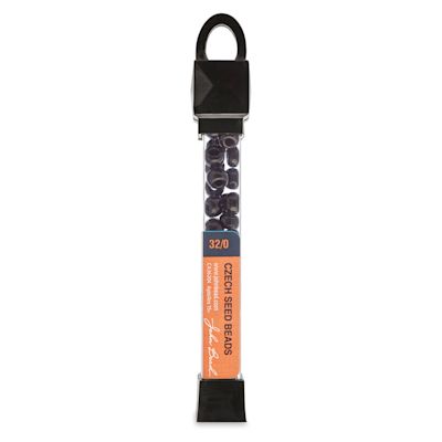 John Bead Czech Seed Beads - Tube of Black beads shown upright