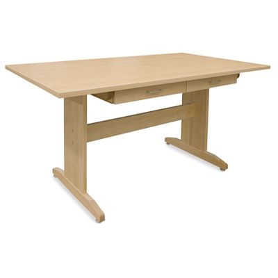 Hann Art Table - 36''H x 72''L x 42''W, Rounded Corner With Drawer, High Pressure Laminate Top