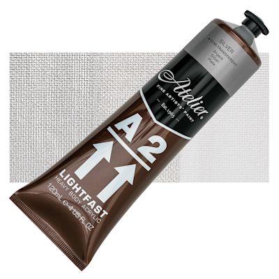 Chroma A2 Student Acrylics - Silver, 120 ml tube