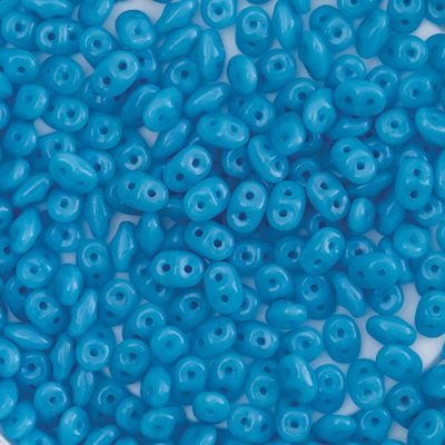 John Bead Czech Glass SuperDuo Two-Hole Beads - Blue Turquoise, Glossy, 22 g vial