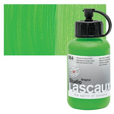 Lascaux Studio Acrylics - Permanent Green Light, 85 ml bottle