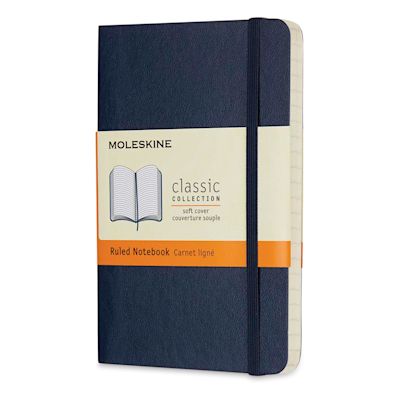 Moleskine Classic Soft Cover Notebook - Sapphire Blue, Ruled, 5-1/2" x 3-1/2"