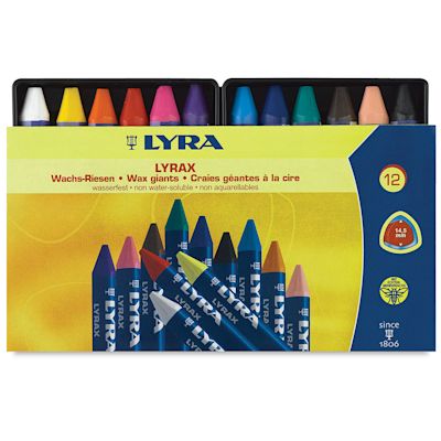Lyra Lyrax Wax Giant Crayons - Front of package of set of 12 Crayons