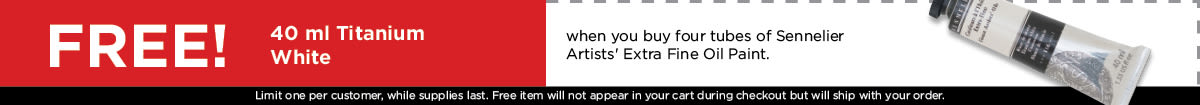 Free! 40 ml Titanium White when you buy any 4 40 ml Sennelier Artist Oils 1200x105 Banner-Sennelier