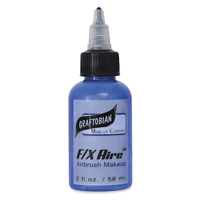 Graftobian F/X Aire Airbrush Face and Body Makeup - Front of 2 oz bottle of Blue
