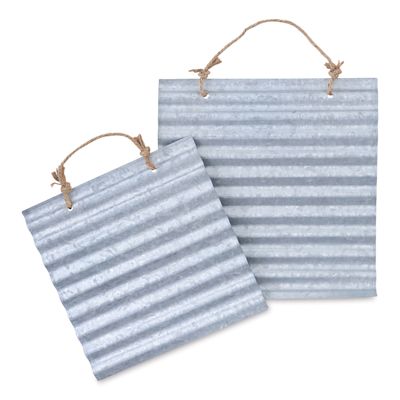 Hampton Art Wavy Galvanized Metal Pallet - Set of 2 hanging signs