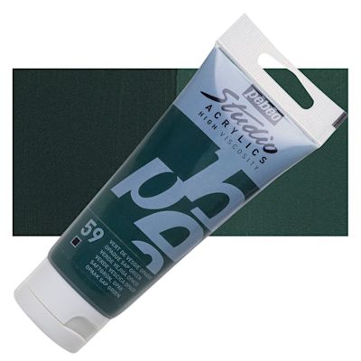 Pebeo High Viscosity Acrylics - Opaque Sap Green, 100 ml, Swatch with Tube
