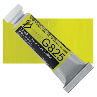 Holbein Irodori Artist Gouache - Amur Cork Yellow, 15 ml, Tube with Swatch