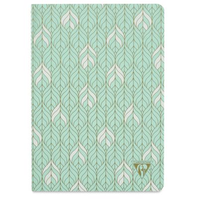 Clairefontaine Neo Deco Notebook - Peacock Feathers, Sea Green, 96 Pages, 6" x 8-1/4" (front)