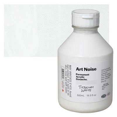 Tri-Art Art Noise Permanent Acrylic Gouache - Titanium White, 500 ml, Bottle with Swatch