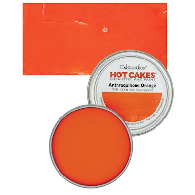 Enkaustikos Hot Cakes Encaustic Wax Paint - Anthraquinone Orange, 45 ml tin